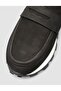 Genuine Nubuck Leather Black Women's Loafer Shoes - 7