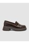 Genuine Patent Leather Brown Women's Loafer Shoes