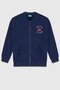 Girl 4-14 Years Old Logo Printed Cardigan Navy Blue