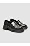 Genuine Patent Leather Black Women's Loafer Shoes - 2