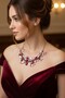 Silver Color Red Stone Detailed Design Evening Dress Necklace - 2