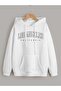 Unisex White Los Angeles Printed Oversize Hooded Sweatshirt