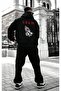 Men's Black Back God We Printed Oversize Hooded Sweatshirt