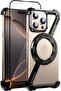 Minimalist Metal Frameless Case with 360° Kickstand for iP 16 Pro Max (Black+1 Glass)