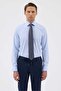 Non-Iron Blue and White Striped 100% Cotton Comfort Fit Shirt