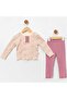Baby Girl Ecru Purple Bow Patterned 2-Piece Set