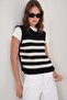 6969 Women's Side Buttoned Knitwear Top Black Natural - 2