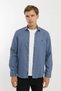 Collared Buttoned Long Sleeve Snap Fastener Denim Look Light Blue Men's Shirt - 5