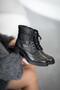 Mirora Women's Lace-Up Genuine Leather Heeled Boots Black - 6
