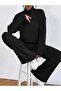 Women's Turtleneck Cotton Striped Pattern Casual Relaxed Two-Piece Set - 3