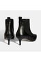 Women's Black Elastic Pointed Toe Thin Heeled Leather Boots - 8