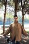 Camel Gold Button Detailed Trench Coat - 4