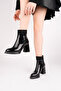 Mira Model Black Pointed Toe Platform Heeled Side Zipper Women's Boots - 4