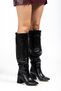 Syt-2002 Black Wrinkled Patent Leather Bellows Thick Heeled Casual Boots - 2