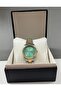 Stylish Design Women's Wristwatch - Gold Silver Color Band, Turquoise Dial, Boxed - 2