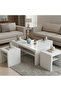 An elegant table set consisting of a rectangular center table and four square side tables, with a practical and modern design.