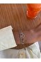Adjustable Open Silver Bracelet with Clover and Flower Figured Zircon Stones - 5