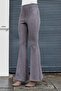 Suede Stretch Fabric Fabric High Waist Front Back Stitched Isanyol Leggings Trousers (Jacket 30071)-Gray - 3
