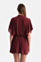 Burgundy Basic Tie-Up Dressing Gown - 2