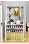 Metal Hat and Coat Rack with 8 Hooks, 5-Tier Free-Standing Shoe Rack