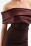 Women's Brown Slim Fit Collar Detail Slit Long Evening Dress - 5