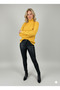 Women's Lemon Yellow Thick Knit Fisherman Turtleneck Sweater - 3