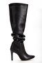 SYT-2003 Black Bellows Slim Heel Casual Boots - 5