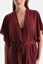 Burgundy Basic Tie-Up Dressing Gown - 5