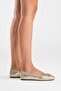 Perry Women's Genuine Leather Ballet Flats Gold Hand Knitted - 3