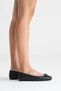 Preslie Women's Genuine Leather Ballet Flats Black Hand Knitted Color-Match Leather Lining - 3