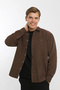 Collared Buttoned Long Sleeve Snap Fastener Velvet Men's Shirt - 5