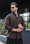 Brown Buttoned Plaid Patterned Men's Shirt E6768 - 3