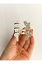 5 cm Silver Butterfly Shaped Hair Clip with Stone and Pearl Detail – Elegant and Sparkling Metal Barrette - 6