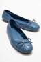 Perry Women's Genuine Leather Ballerinas Denim-Blue Hand Knitted