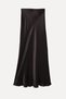 Women's Dark Brown Long Satin Skirt - 4