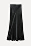 Women's Black Long Satin Skirt - 5