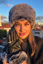 Women's Grey Plush Fur Winter Hat and Gloves Set – Warm Keeping Soft Textured - 6