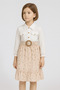 Blue 700-11-25 Girl's Shirt Detailed Floral Belted Dress Age 9/12