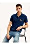 Solid Indigo Polo Yaka Mavi Tişört