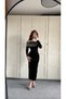 Women's Sequin Madonna Collar Velvet Stylish Evening Dress - 2