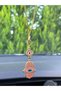 Gilded Pink Hand of Fatima Metal Car Mirror Ornament Car Charm Bag Accessory - 4