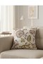 Cream And Purple Floral Embroidered Cushion