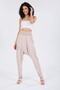 Women's Beige Elastic Waist Trouser Pants - 3