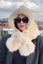 Women's Beige Faux Fur Scarf Hat |   Winter Warm Soft Plush Model