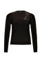 Long Sleeve Crew Neck Floral Embroidery Knit Blouse - 6