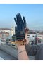 Women's Black Leather-Look Winter Gloves - Stylish Model with Plush Wrist Detail - 2