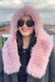 Women's Pink Faux Fur Scarf Hat – Winter Warm Soft Plush Model - 2