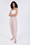 Women's Beige Elastic Waist Trouser Pants - 5