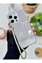 iPhone 14 Promax Mirrored Charm Bow Design Silicone Case with Toy