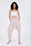 Women's Beige Elastic Waist Trouser Pants - 2